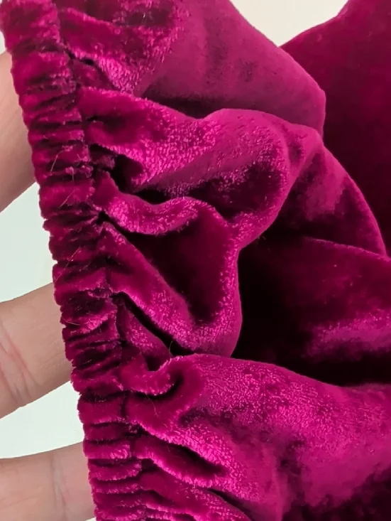 Anthropologie Velvet Smocked Long-Sleeve Top - Magenta - Picture 4 of 6